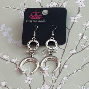 Paparazzi | Silver Double Hoop Earrings with Crystal Accents Southwestern
